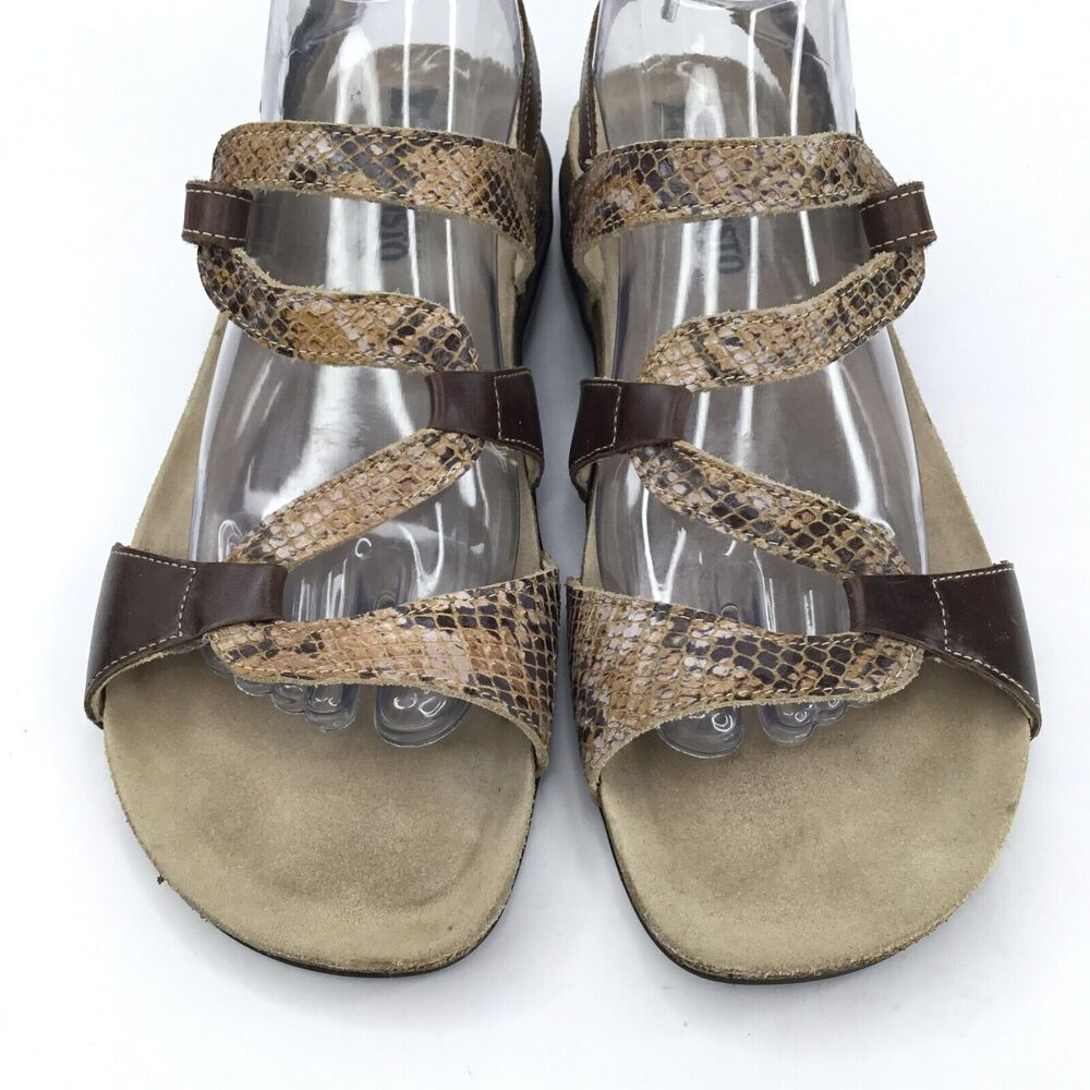 Mephisto Adelie Sandals Womens 41 Brown Snakeskin Printed Leather Cork Cushioned - Picture 5 of 16